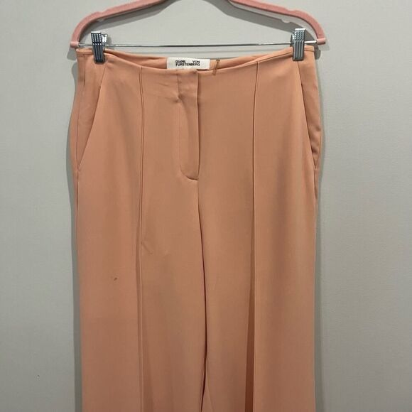 Diane von Furstenburg Coral High-Rise Kiersten Wide Leg Trousers Pants Size 4 - Picture 16 of 16